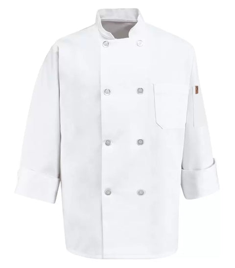 RED KAP® CHEF DESIGNS® EIGHT PEARL BUTTON CHEF COAT. 0413 - Special Order - Feature Item