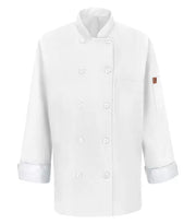 RED KAP® CHEF DESIGNS® LADIES' CHEF COAT WITH OILBLOK + MIMIX™. 041X - Special Order - XPRESS Feature Item