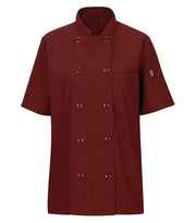 RED KAP® CHEF DESIGNS® LADIES' SHORT SLEEVE CHEF COAT WITH OILBLOK + MIMIX™. 045X - Special Order - Feature Item