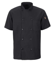 RED KAP® CHEF DESIGNS® SHORT SLEEVE CHEF COAT WITH OILBLOK + MIMIX™. 046X