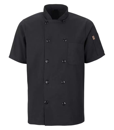 RED KAP® CHEF DESIGNS® SHORT SLEEVE CHEF COAT WITH OILBLOK + MIMIX™. 046X