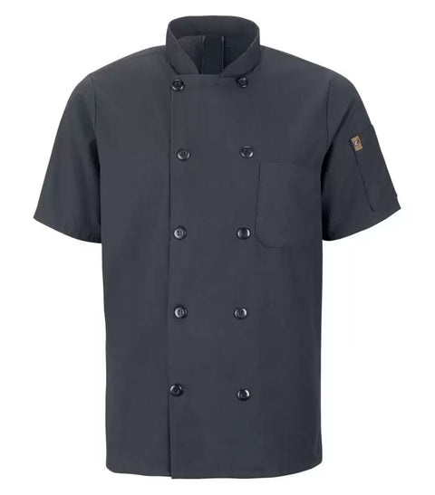 RED KAP® CHEF DESIGNS® SHORT SLEEVE CHEF COAT WITH OILBLOK + MIMIX™. 046X