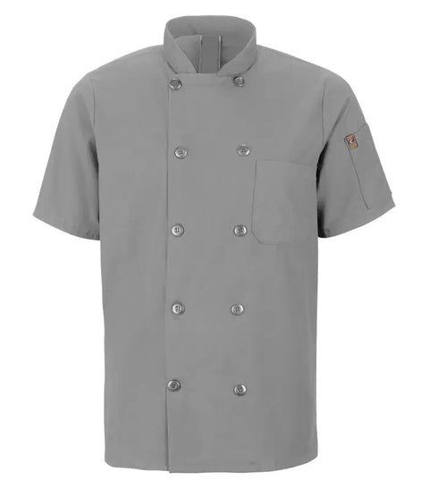 RED KAP® CHEF DESIGNS® SHORT SLEEVE CHEF COAT WITH OILBLOK + MIMIX™. 046X