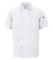 RED KAP® CHEF DESIGNS® SHORT SLEEVE CHEF COAT WITH OILBLOK + MIMIX™. 046X
