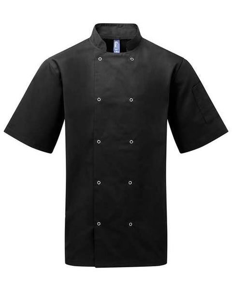 Unisex Ten Studded Front Short Sleeve Chef Coat - RP664