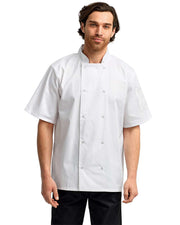Unisex Ten Studded Front Short Sleeve Chef Coat - RP664