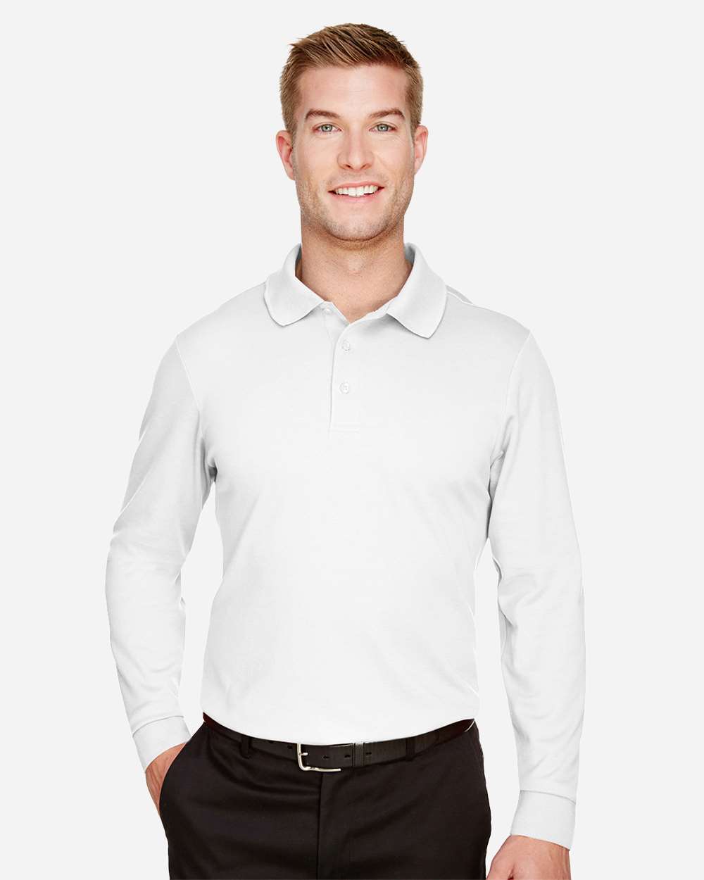Devon & Jones Men's CrownLux Performance® Plaited Long Sleeve Polo - DG20L
