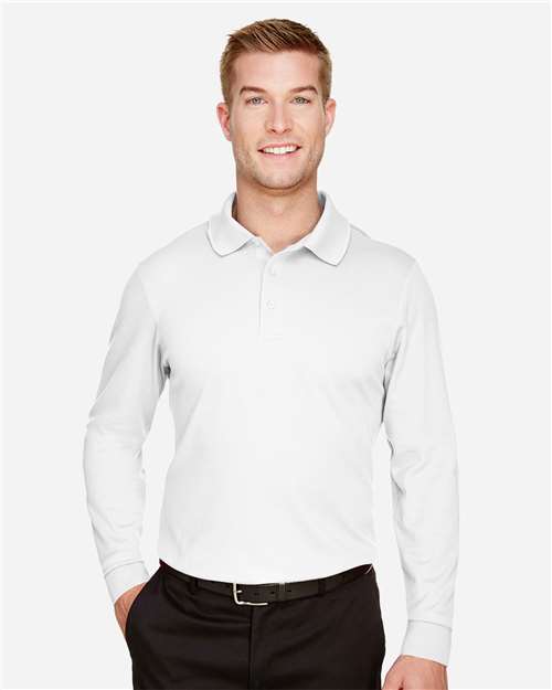 Devon & Jones Men's CrownLux Performance® Plaited Long Sleeve Polo - DG20L