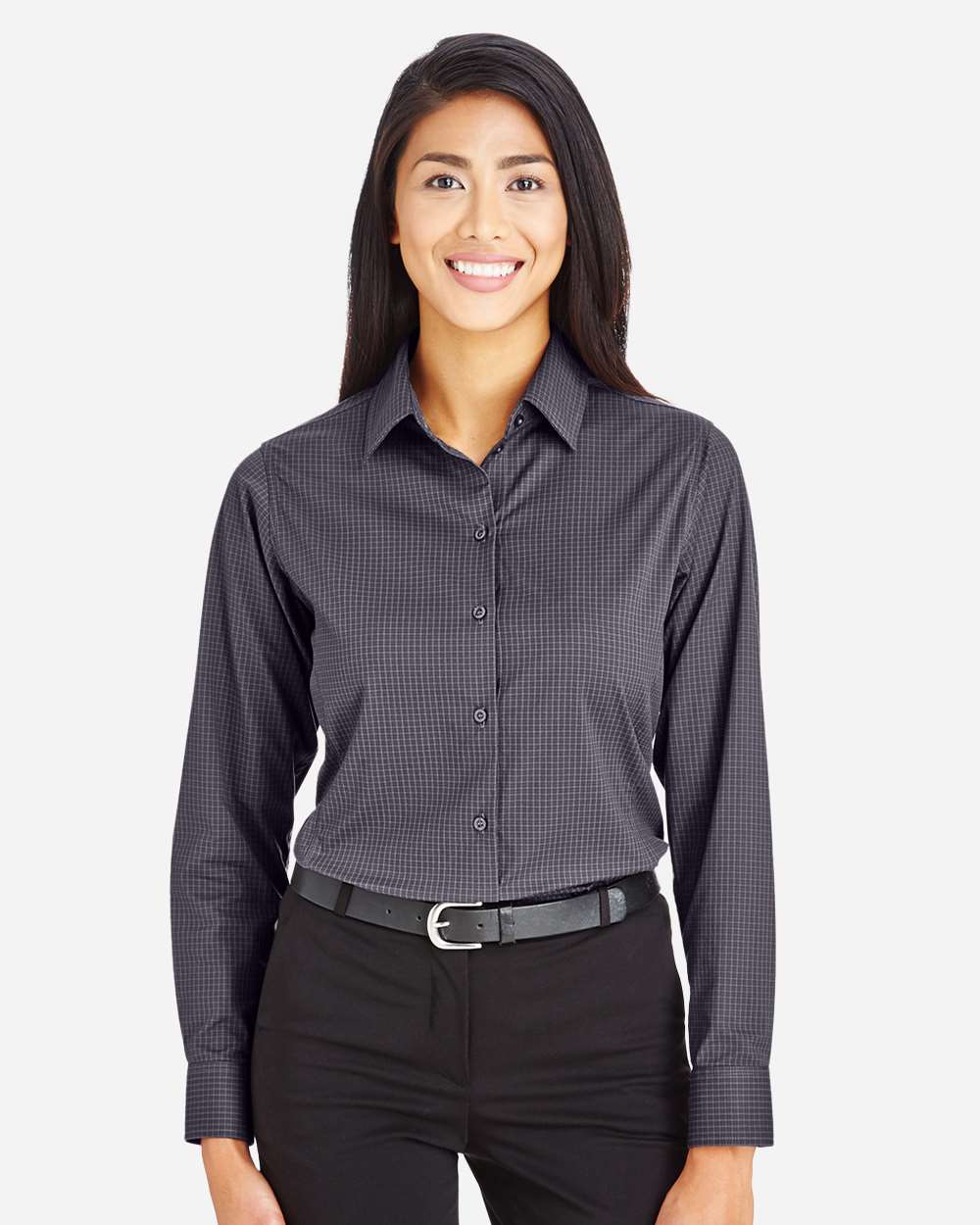 Devon & Jones Women's CrownLux Performance Tonal Mini Check Woven Dress Shirt