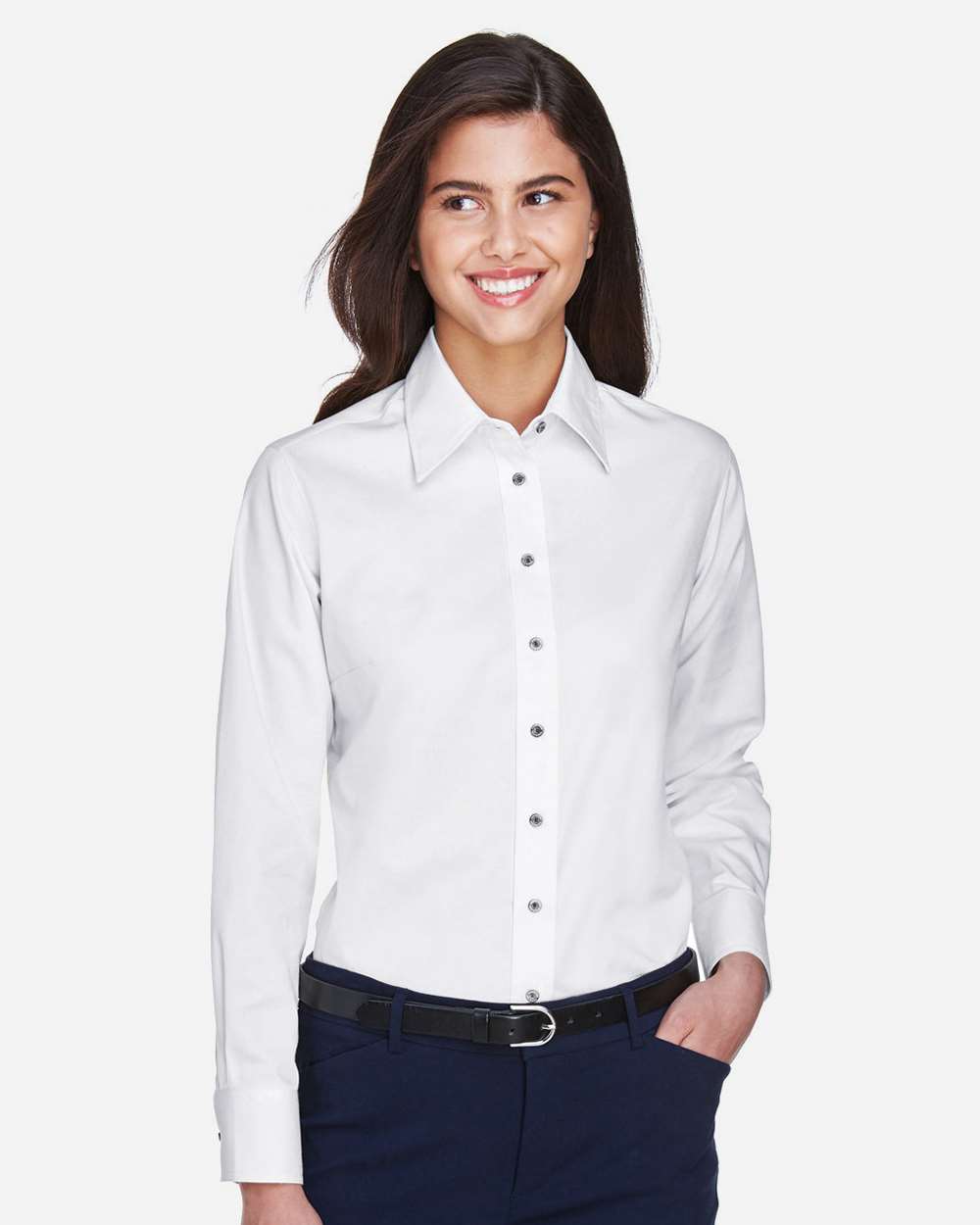 Harriton Women's Easy Blend™ Twill Dress Shirt with Stain-Release