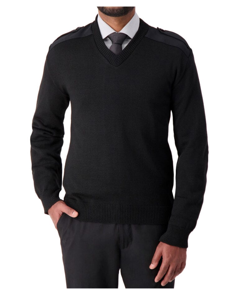 PULL MILITAIRE À COL EN V AVEC ÉPAULES