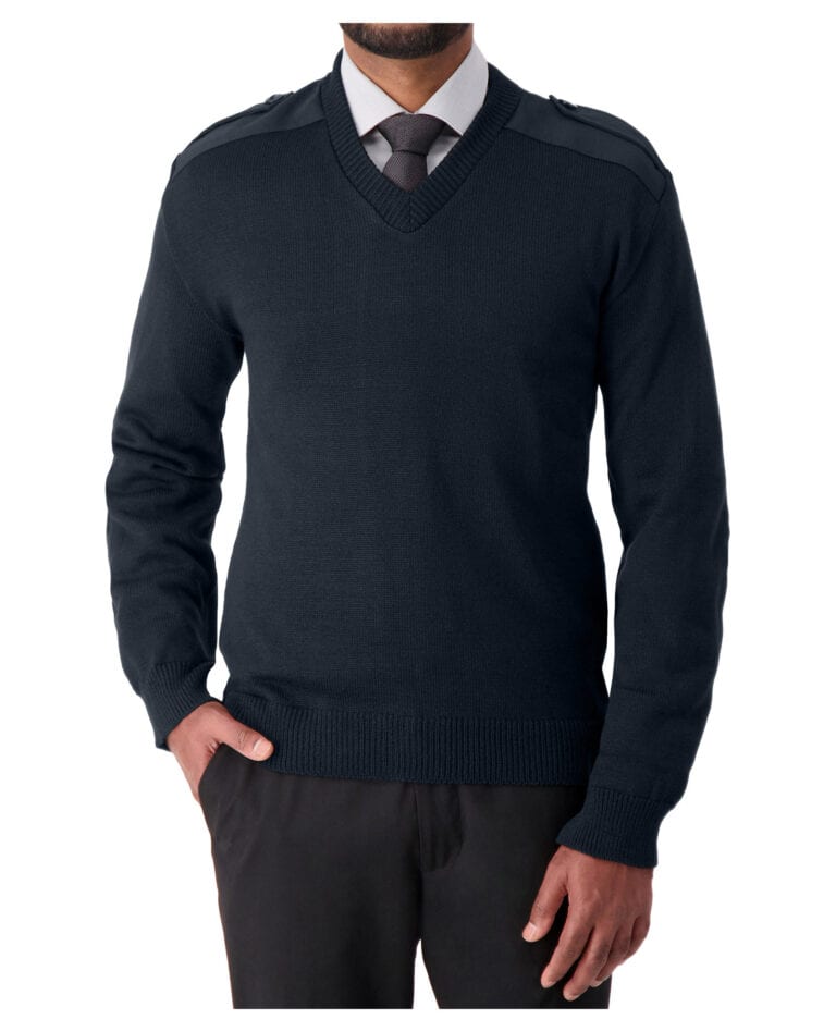 PULL MILITAIRE À COL EN V AVEC ÉPAULES