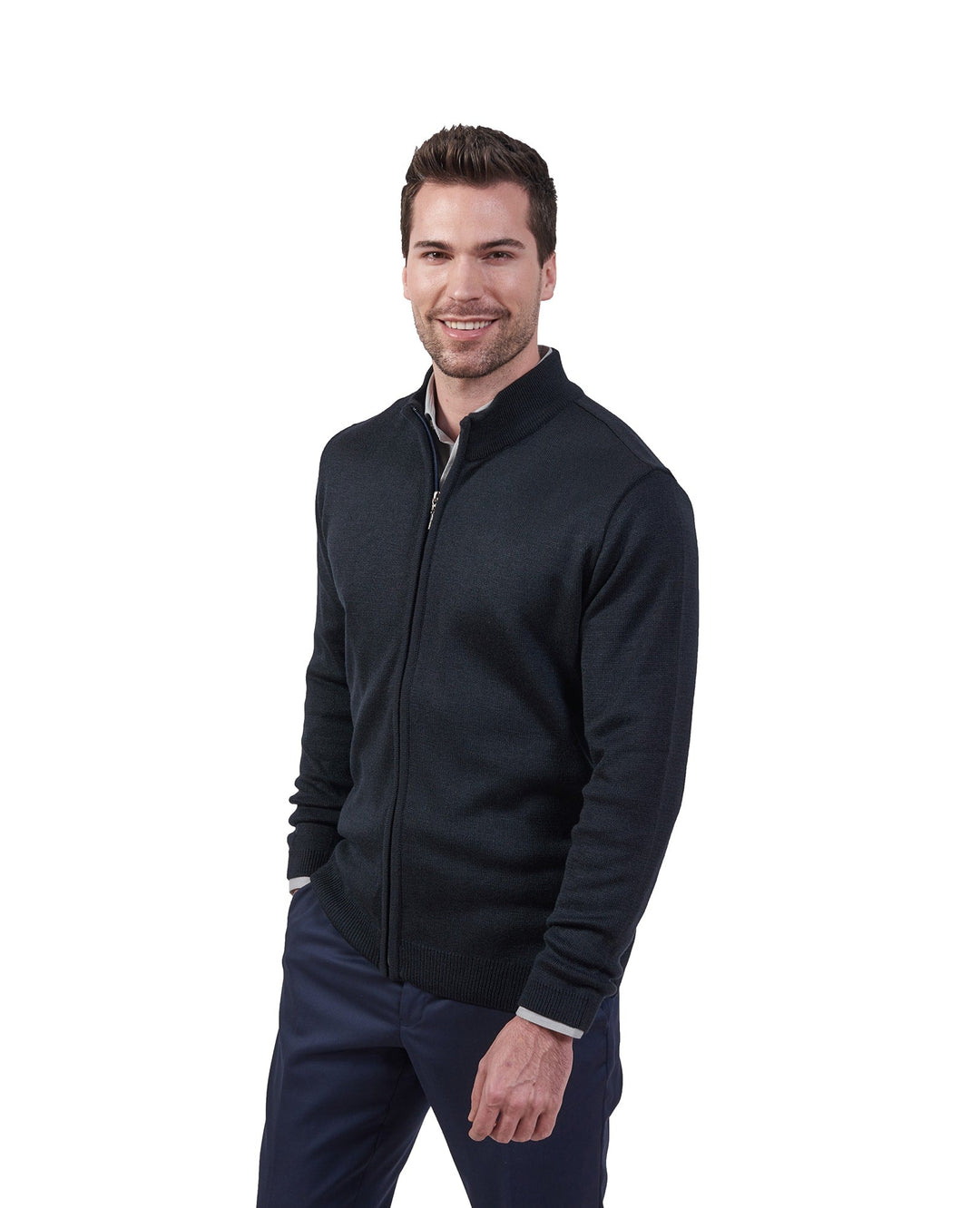 MOCKNECK FULL ZIP CARDIGAN