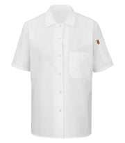 RED KAP® CHEF DESIGNS® LADIES' SHORT SLEEVE COOK SHIRT WITH OILBLOK + MIMIX™. 501X - Special Order - Feature Item