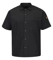 RED KAP® CHEF DESIGNS® SHORT SLEEVE COOK SHIRT WITH OILBLOK + MIMIX™. 502X - Special Order - Feature Item