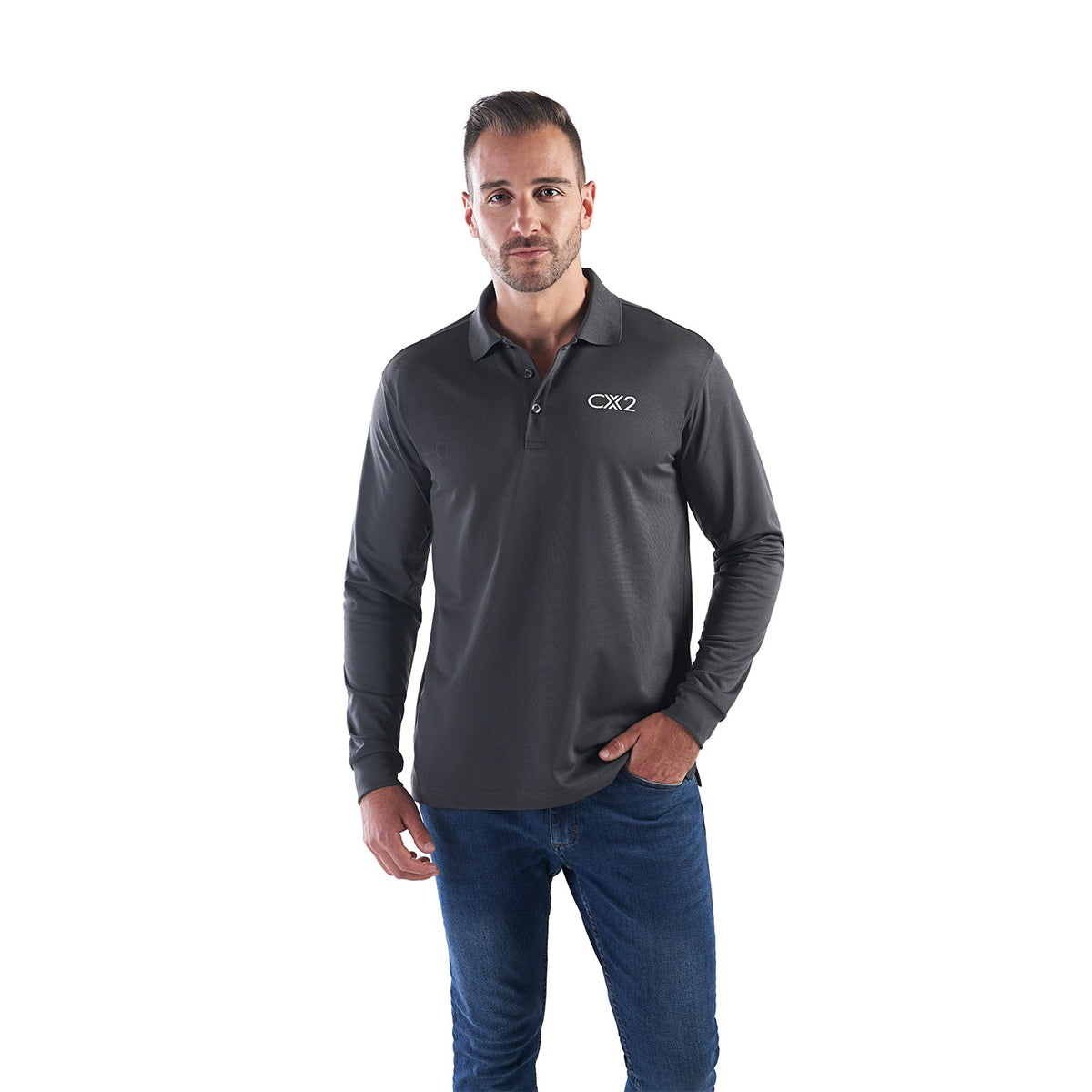 S05737 - Birdie - Men's Long Sleeve Pique Mesh Polo