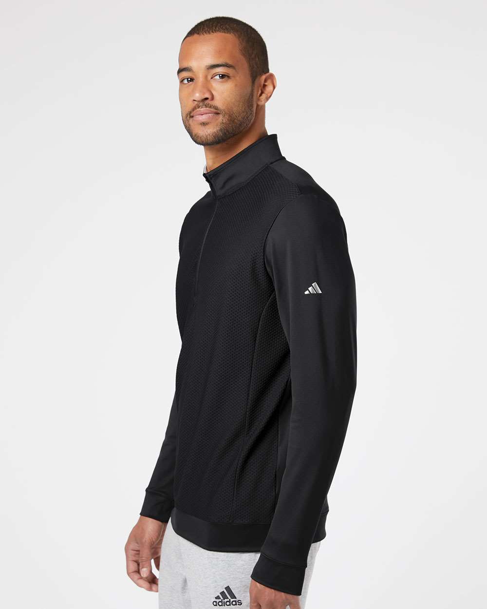 Adidas A295 Men's Textured Quarter-Zip Pullover