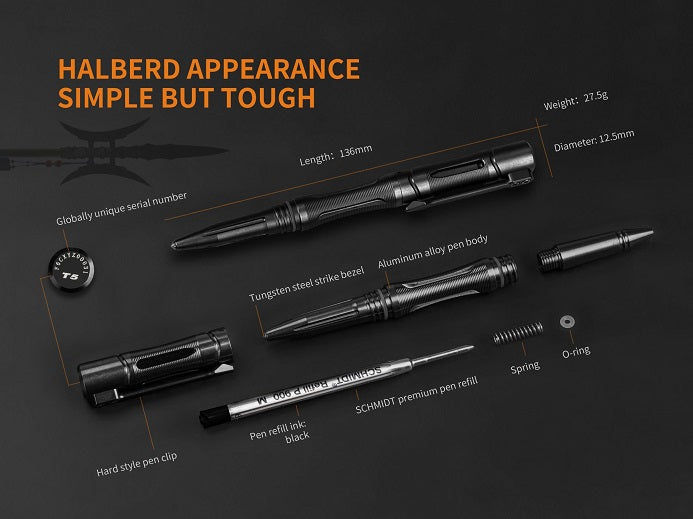 STYLO TACTIQUE HALBERD T5 EN ALLIAGE D&