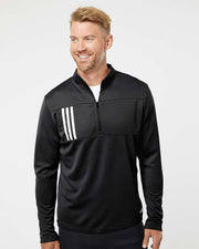 Adidas Men's 3-Stripes Double-Knit Quarter-Zip Pullover - A482