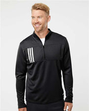 Adidas Men's 3-Stripes Double-Knit Quarter-Zip Pullover - A482