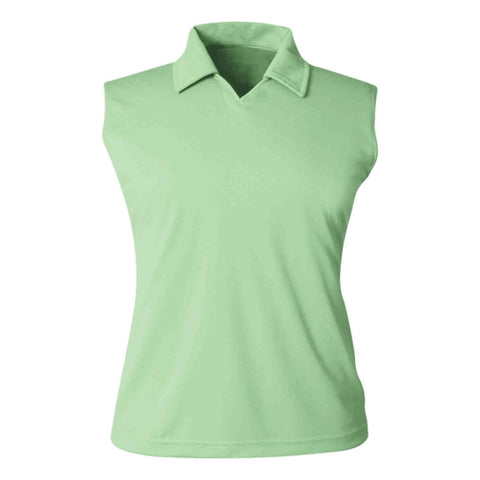 GS190 - Custom Solid sleeveless polo shirt with self fabric johnny collar (ladies&