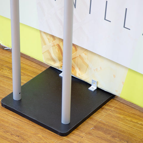 S-Shaped Banner Stand with Display Shelves