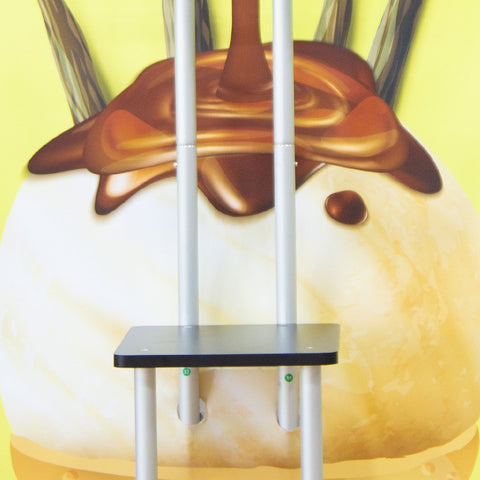 S-Shaped Banner Stand with Display Shelves
