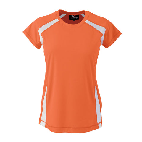 TS128 - Custom Two-toned crew neck pullover short sleeve t-shirt with mesh inserts (ladies&